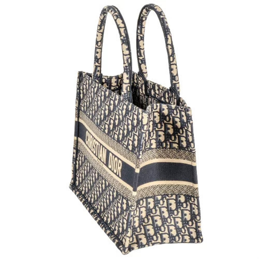 Dior Canvas Jacquard Blue  Tote Bag Christian Oblique Navy Book Blue